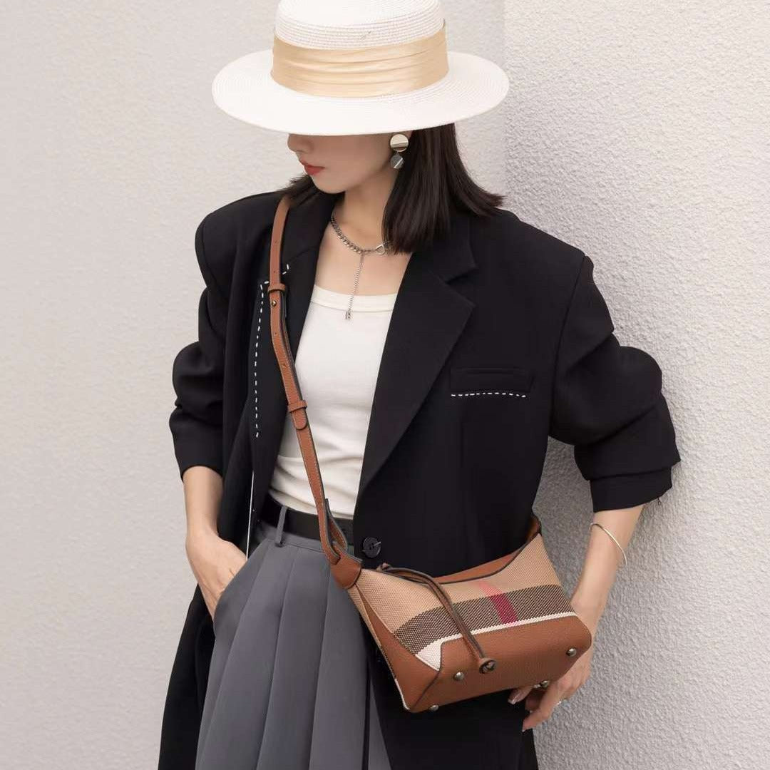Women's High-grade Plaid Underarm Spring Woolen Selenodont Bags