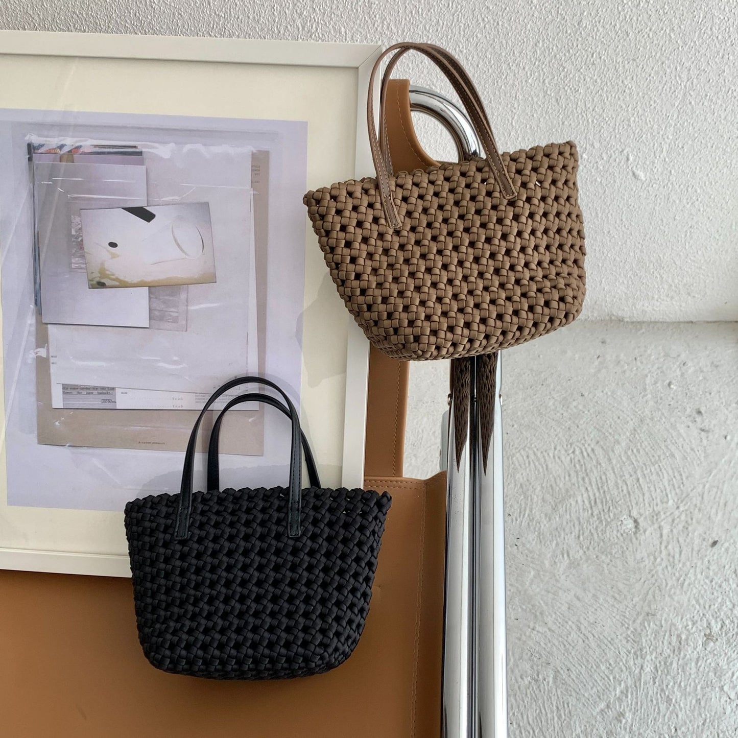 Retro Hollow High-grade Hand-woven Portable Vegetable Shoulder Bags
