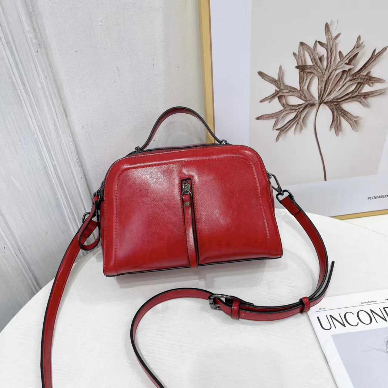 Women's Cowhide Wedding Underarm Boston High Sense Bags