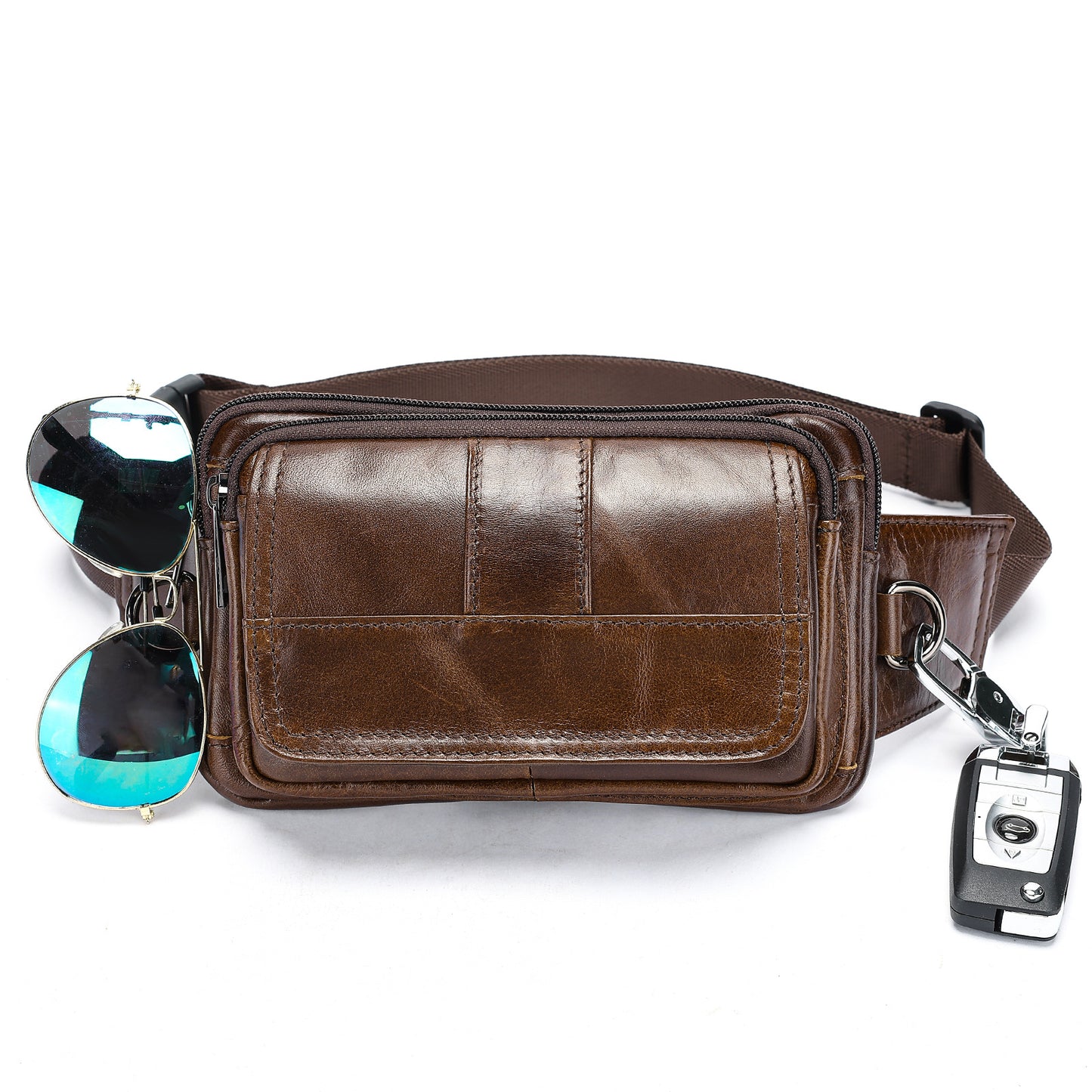 Men's Genuine Leather First Layer Cowhide Slanted Men's Waist Packs