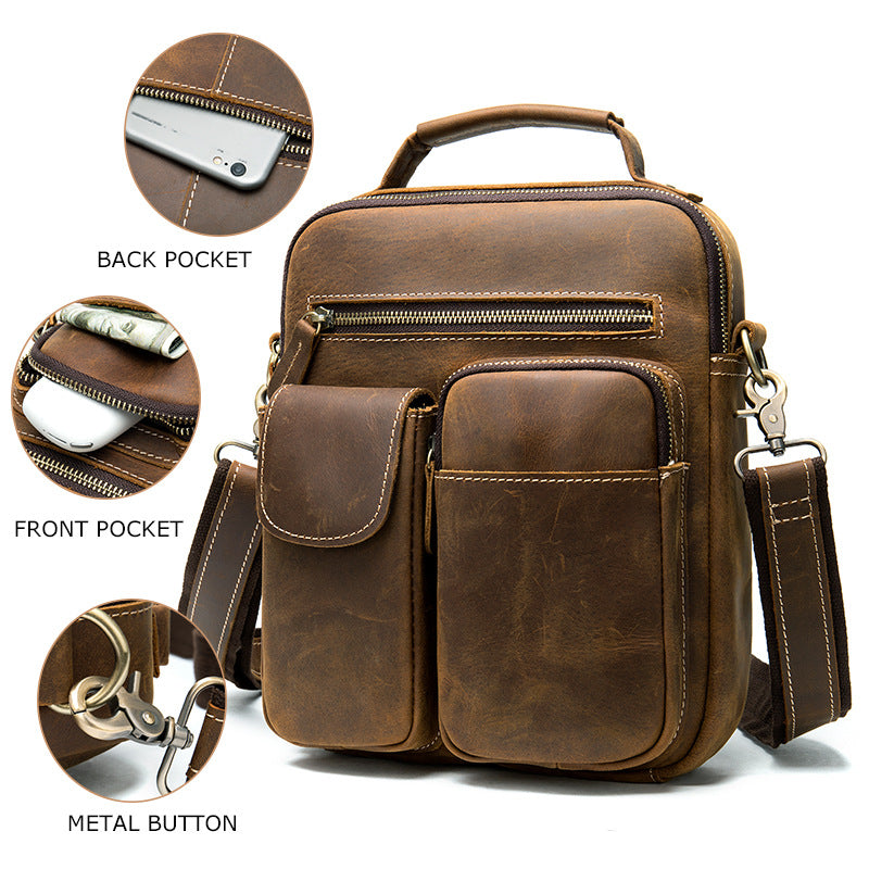 Men's Horse Leather High-grade First Layer Cowhide Men's Messenger Bags