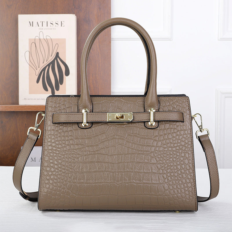 Women's Large Light Luxury Minority High-grade Crocodile Pattern Capacity Handbags