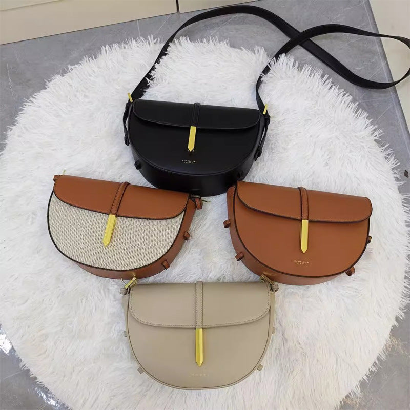 Attractive Leather Patchwork Maroon Fashion Saddle Bags