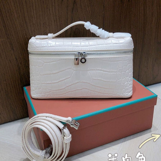 Layer Crocodile Pattern Cowhide Box Genuine Crossbody Bags