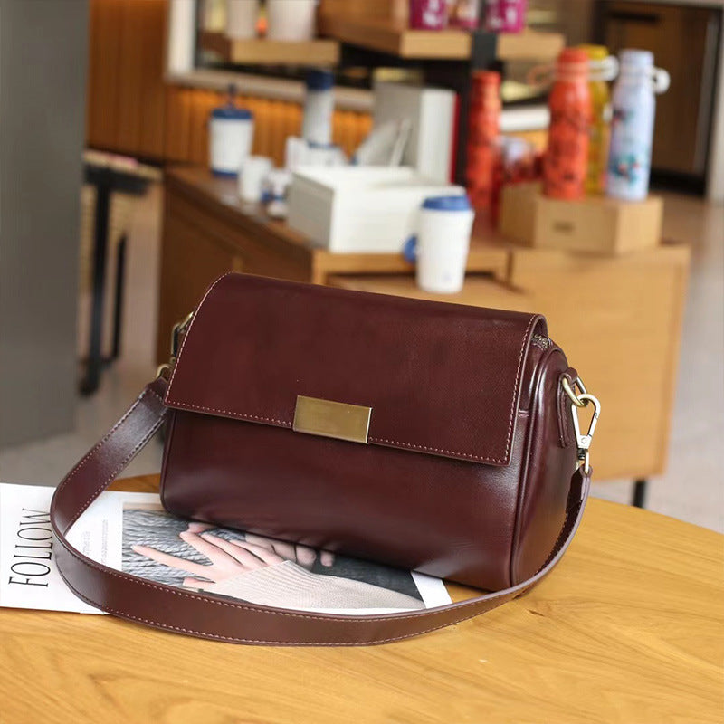 Women's Genuine Leather Vegetable Tanned Commute Wide Bags