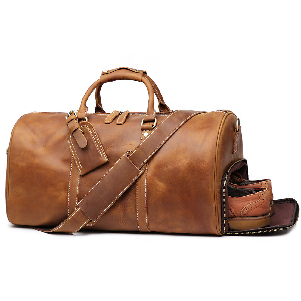 Men's Leather Portable Crazy Horse Female Business Travel Bags