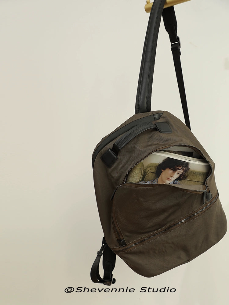 Portable Light Waterproof Leather Solid Color Large Backpacks