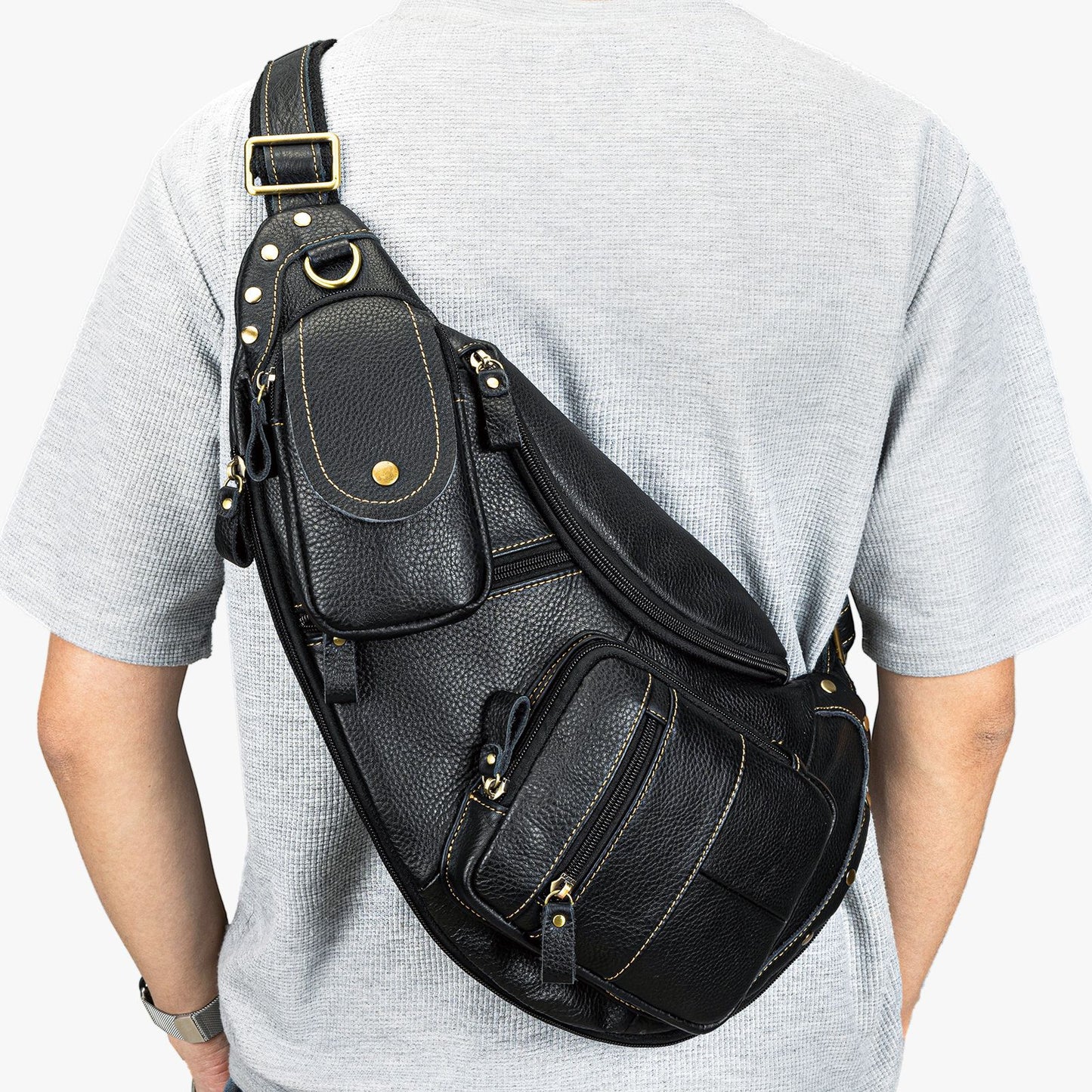 Leather Versatile Large Capacity Crazy Horse Men's Messenger Bags