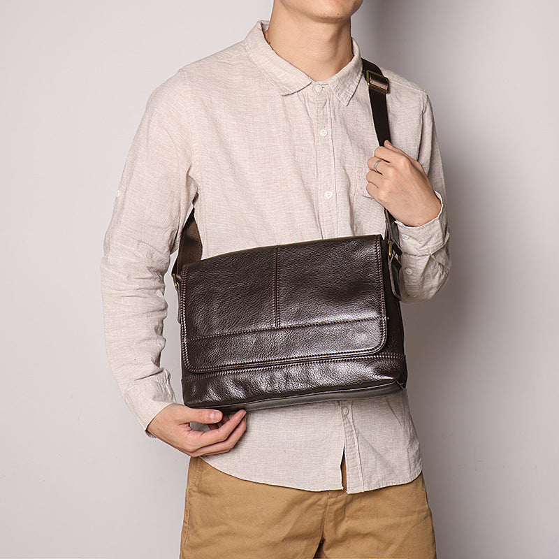 Women's & Men's & Handmade Cowhide Leather Large Capacity Men's Messenger Bags