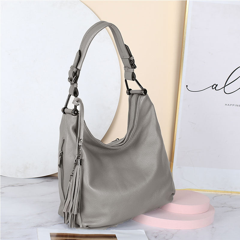 Women's First Layer Cowhide Genuine Leather Simple Shoulder Bags