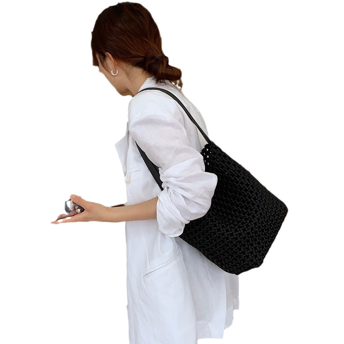 Women's Woven Large Capacity Portable Commuter Idle Shoulder Bags