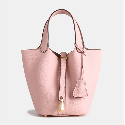 Women's High Quality Vegetable Basket First Layer Cowhide Portable Commuter Bucket Bags
