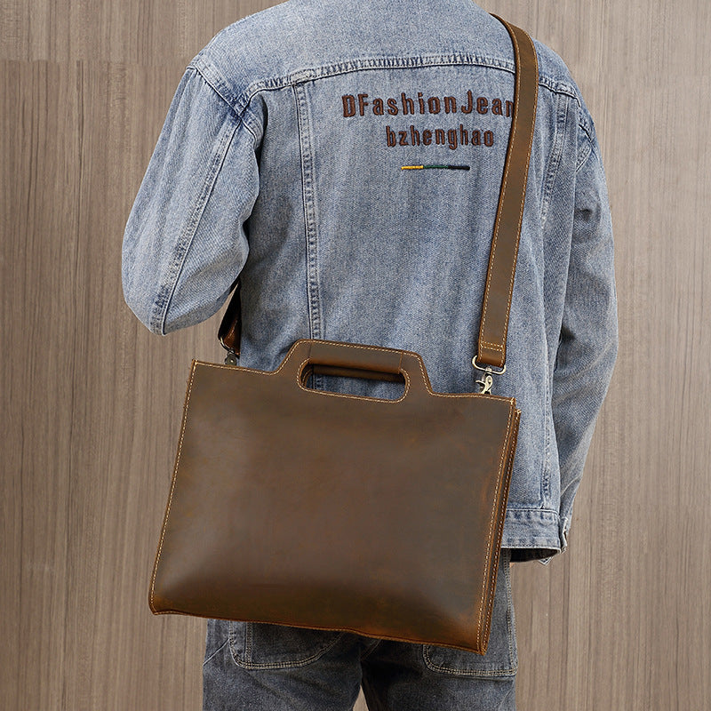 Men's Leather Scalper Crazy Horse Retro Simple Handbags