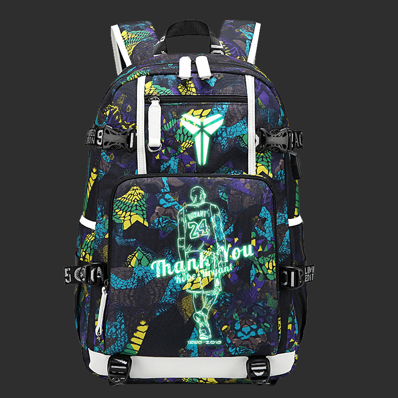 Men's Black Mamba Basketball Thermal Transfer Printing Backpacks