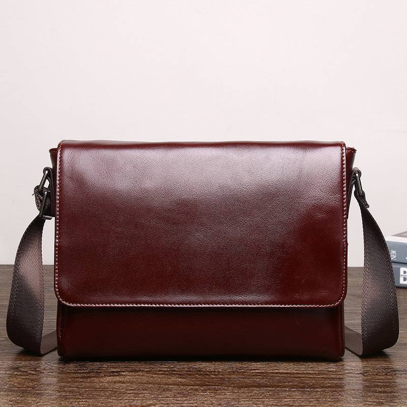 Men's Leather Top Layer Cowhide Business Horizontal Men's Messenger Bags