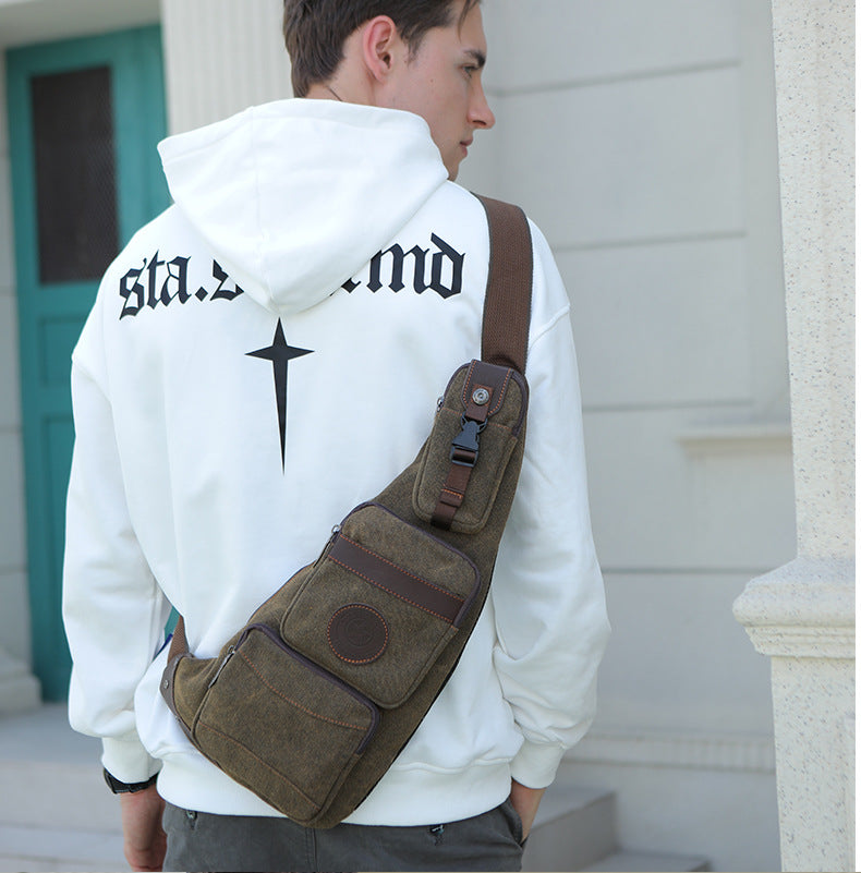 Men's Retro Canvas Crescent-shaped Multifunctional Large Capacity Men's Messenger Bags