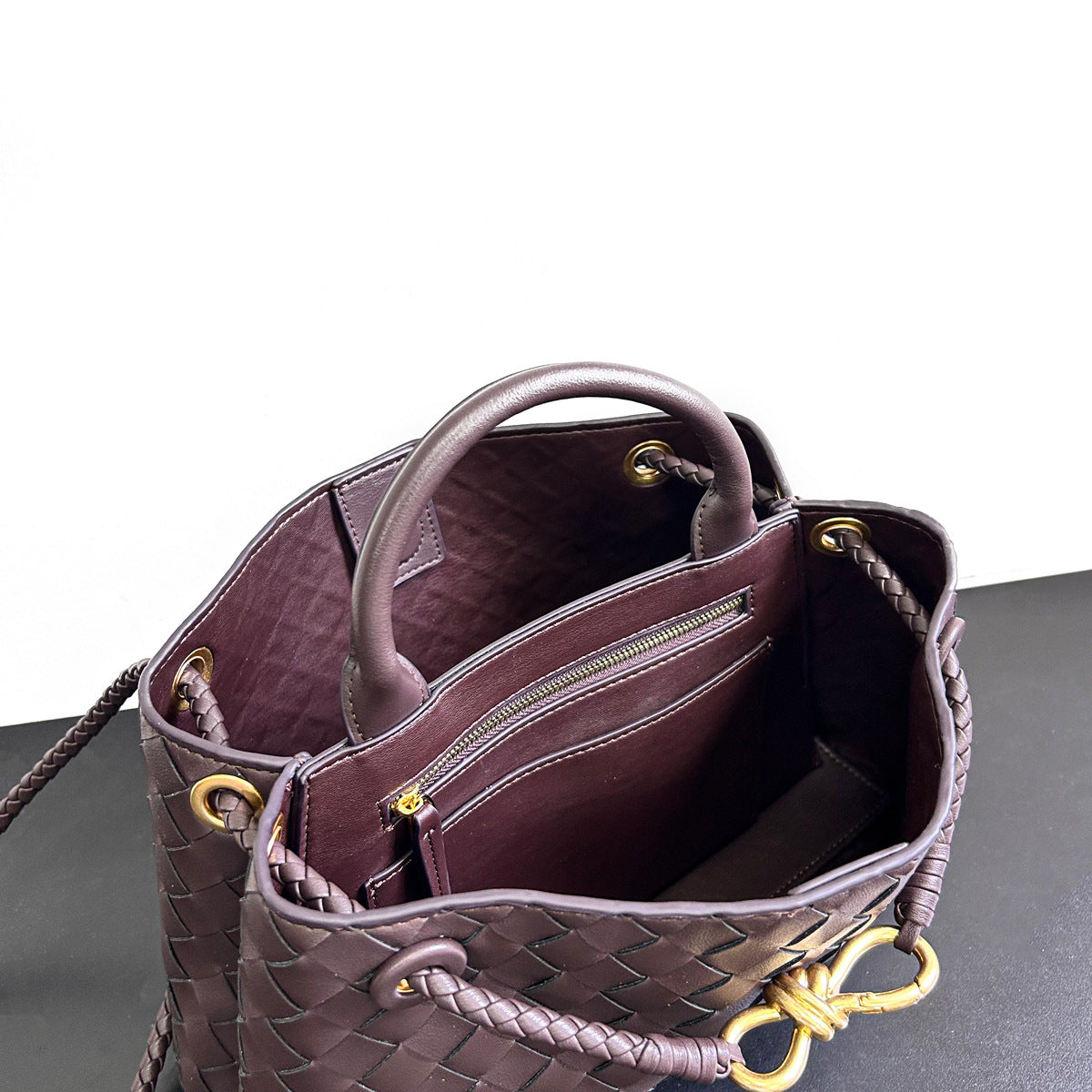 Women's Genuine Leather Woven Cowhide Hand Niche Shoulder Bags