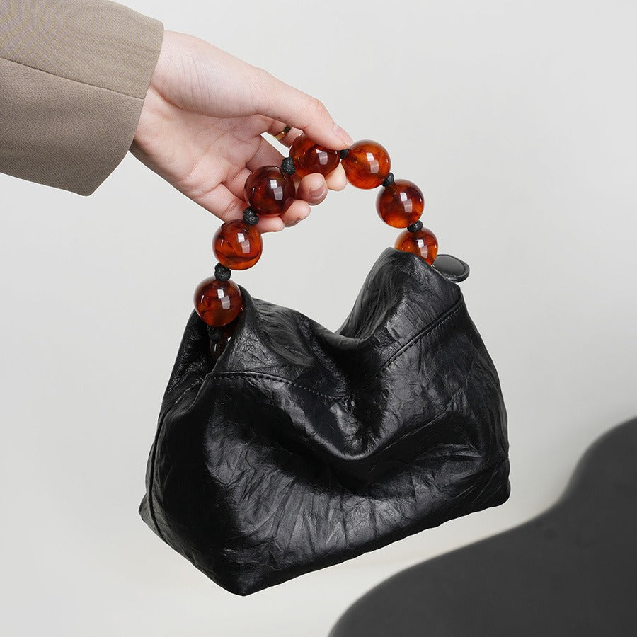 Women's Layer Leather Beaded Chinese Style Beads Special Hand Crossbody Bags