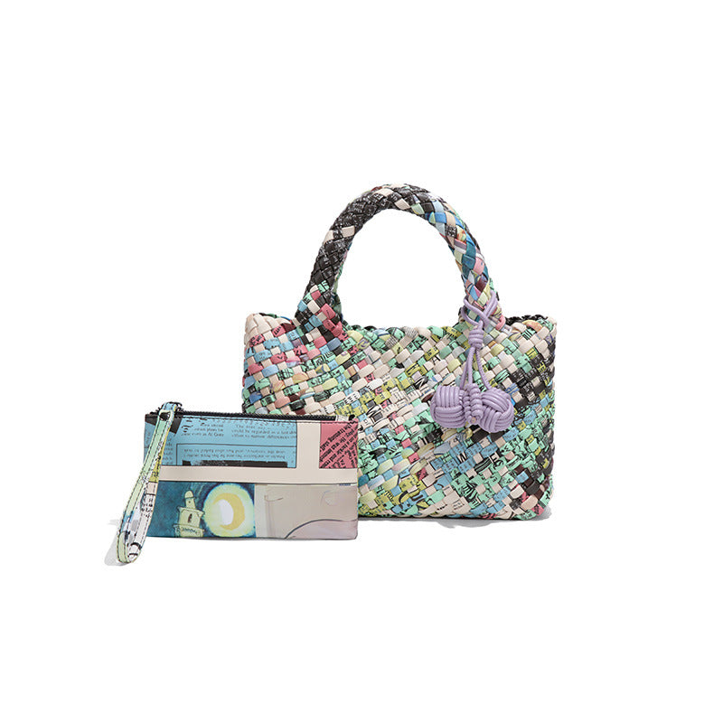 Women's Texture Hand-woven Fashionable Stylish Pairs Of Hand-held Handbags