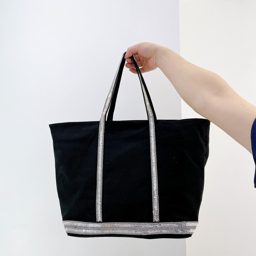 Canvas Rhinestone Large Capacity Totes Contrast Bags