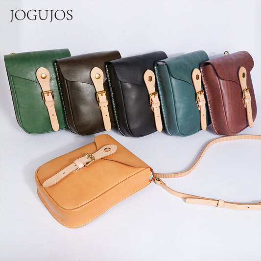 First Layer Cowhide Leather Contrast Color Phone Bags