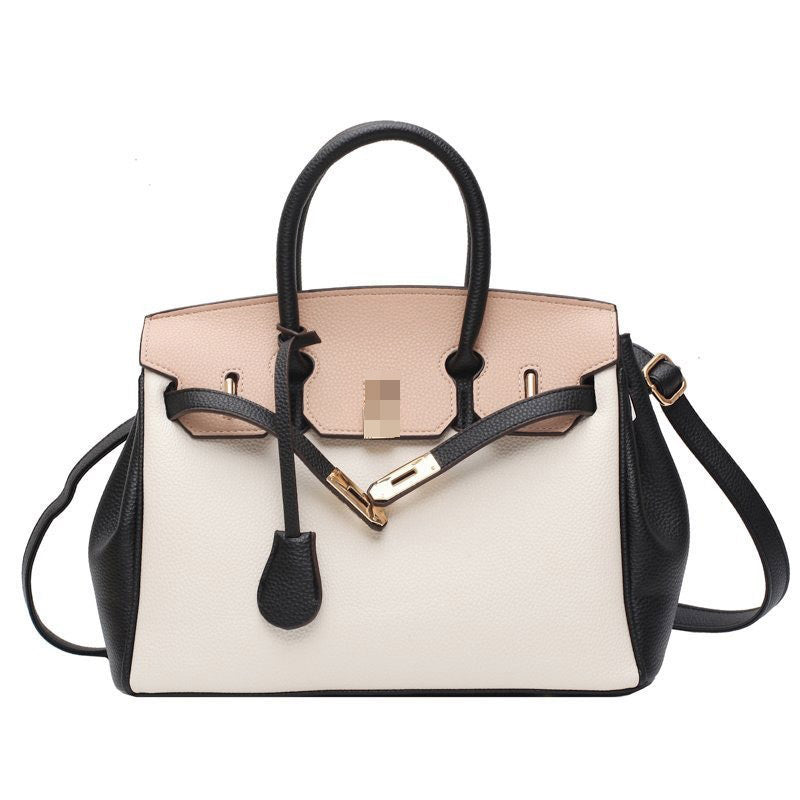 Platinum Kelly Large Capacity Lychee Pattern Shoulder Bags