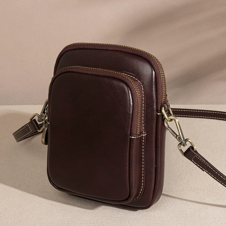 Women's Fashionable Genuine Leather Retro Vegetable Tanning Shoulder Bags