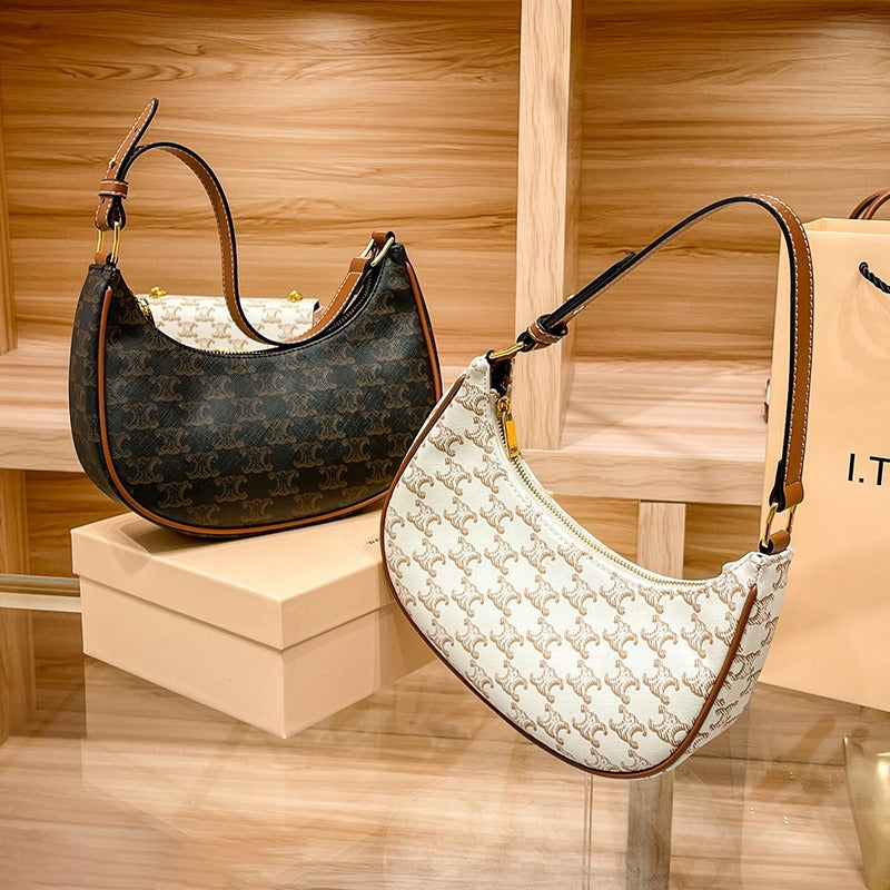 Women's Underarm Fashion Genuine Leather Moon Same Armpit Bags