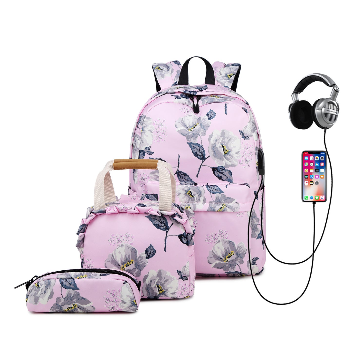 Women's High Large Capacity Fashion Flower Oxford Backpacks