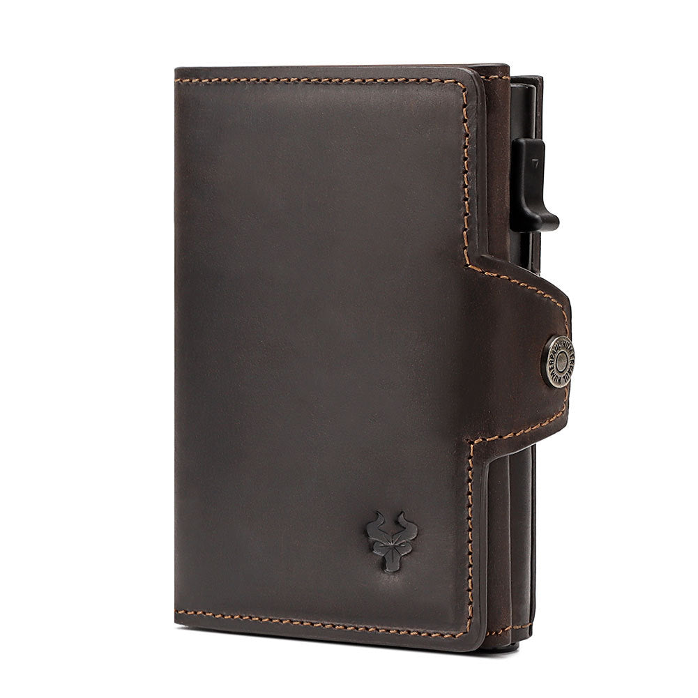 Crazy Horse Leather Pocket Automatic Delivery Card Holder