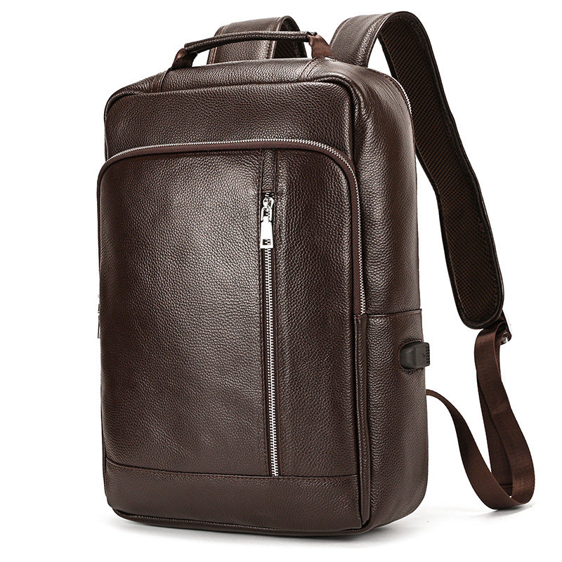 Elegant Men's Fashion Leather Cowhide Commuter Backpacks