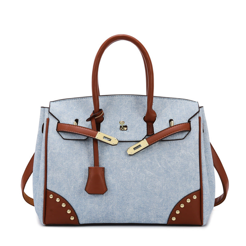 Women's Large Capacity One Contrast Color Commuting Shoulder Bags