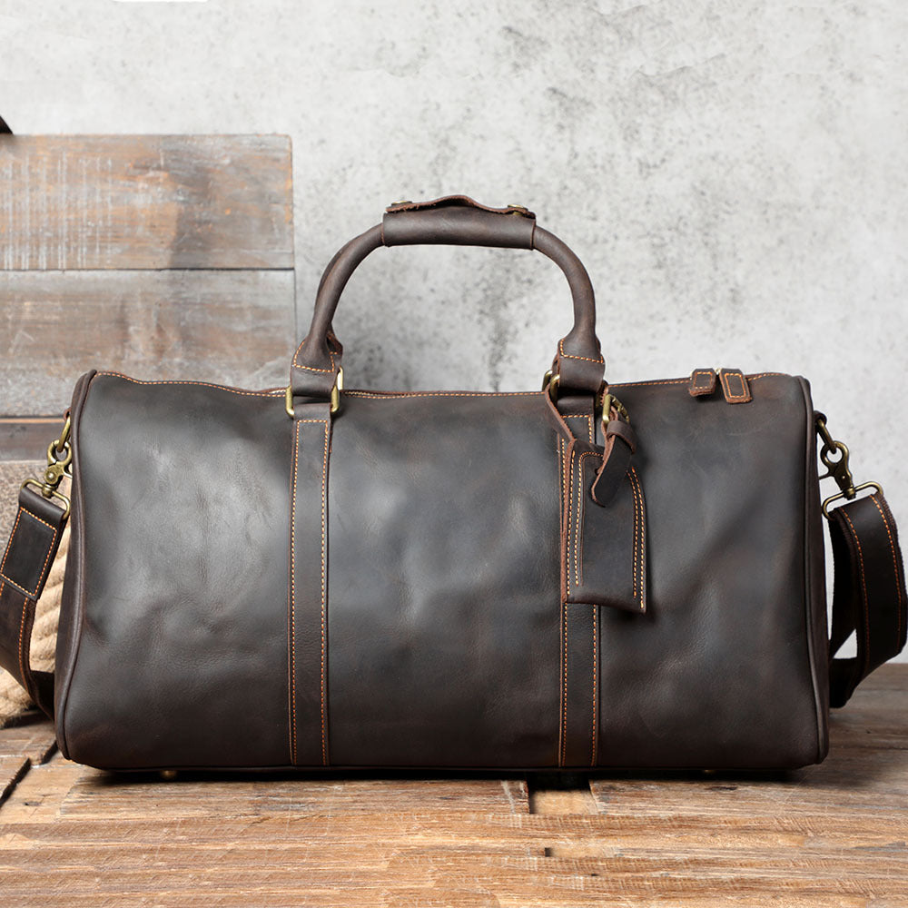 Men's Leather Large Capacity Classic Genuine Retro Travel Bags
