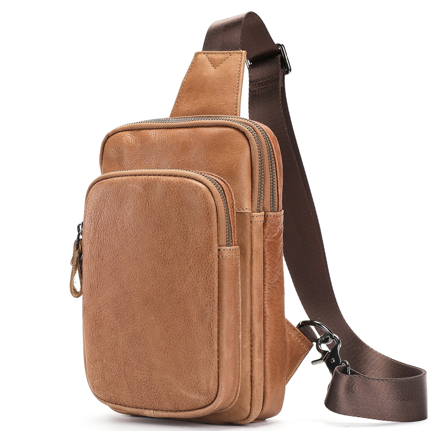 Men's Slanted Senior Household First Layer Cowhide Men's Chest Bags