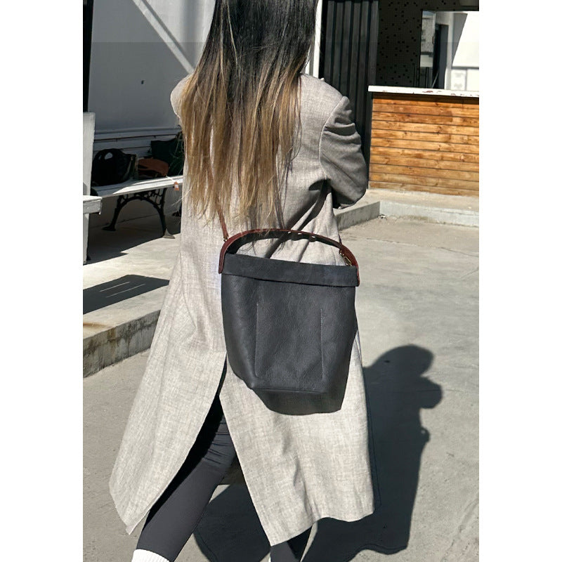 Women's Niche Retro Korean Fashion Simple Top Bucket Bags