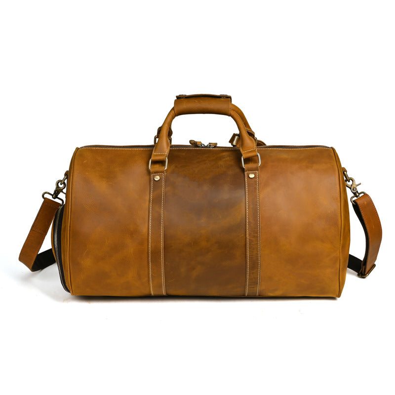 Men's Crazy Horse Leather Vintage Genuine Large Travel Bags
