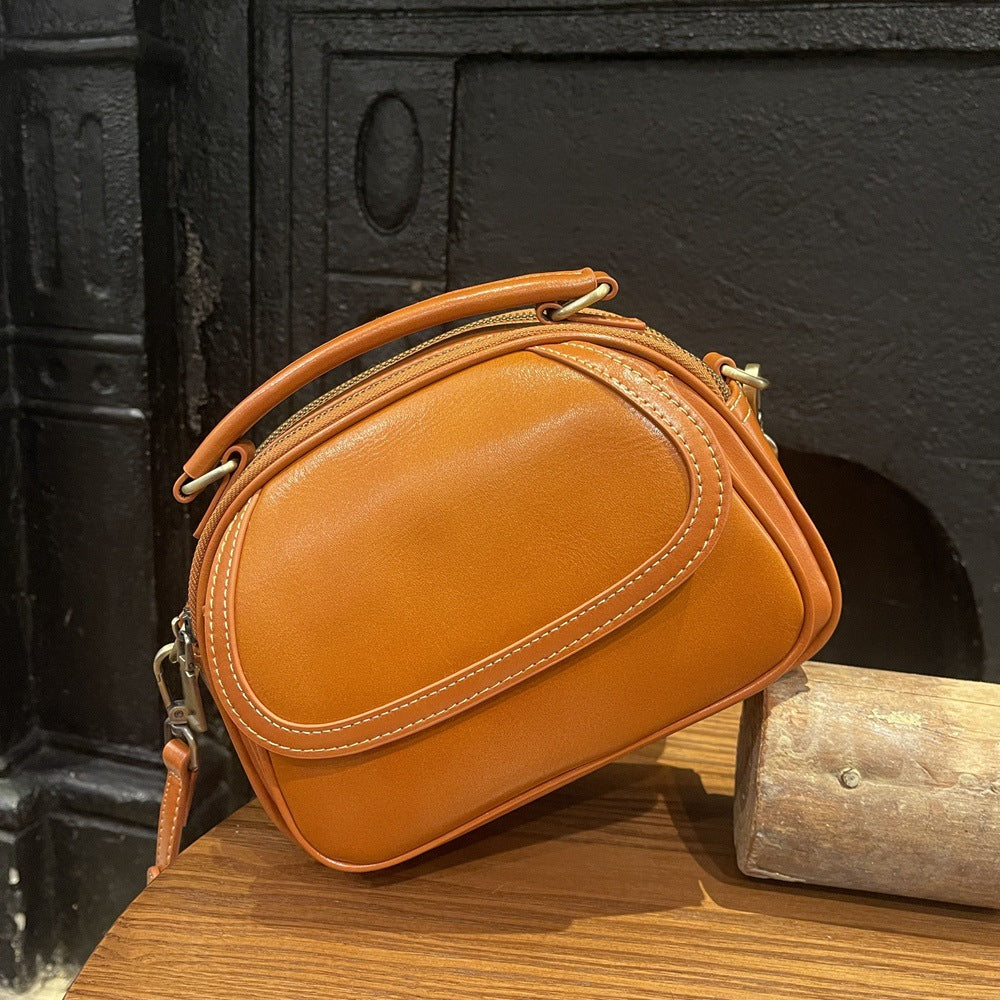 Women's First Layer Cowhide Round Live Broadcast Crossbody Bags