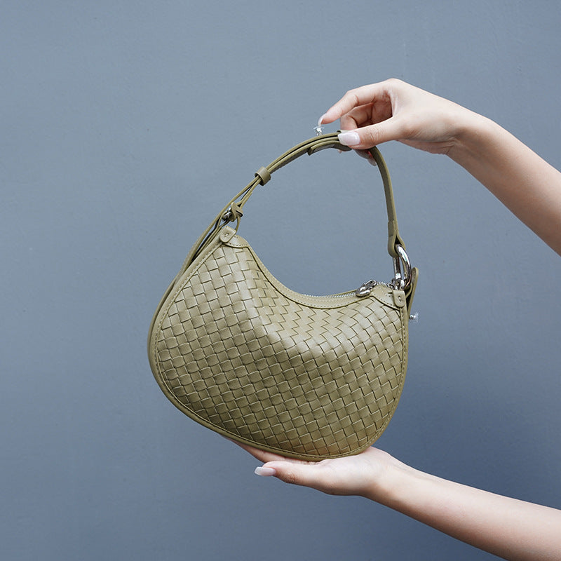 Women's Woven Leather Selenodont Simple Underarm Crossbody Bags