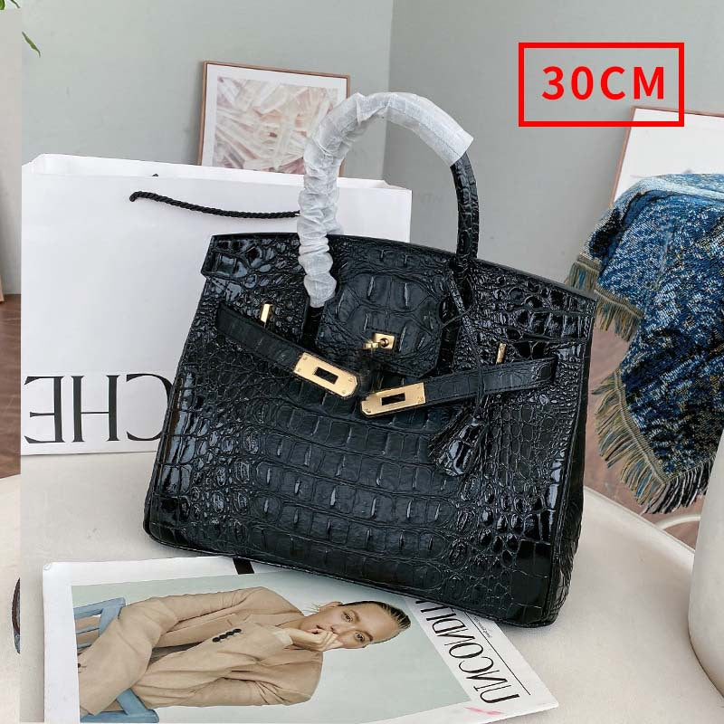 Women's Genuine Leather Crocodile Bone Cowhide Fashion Handbags
