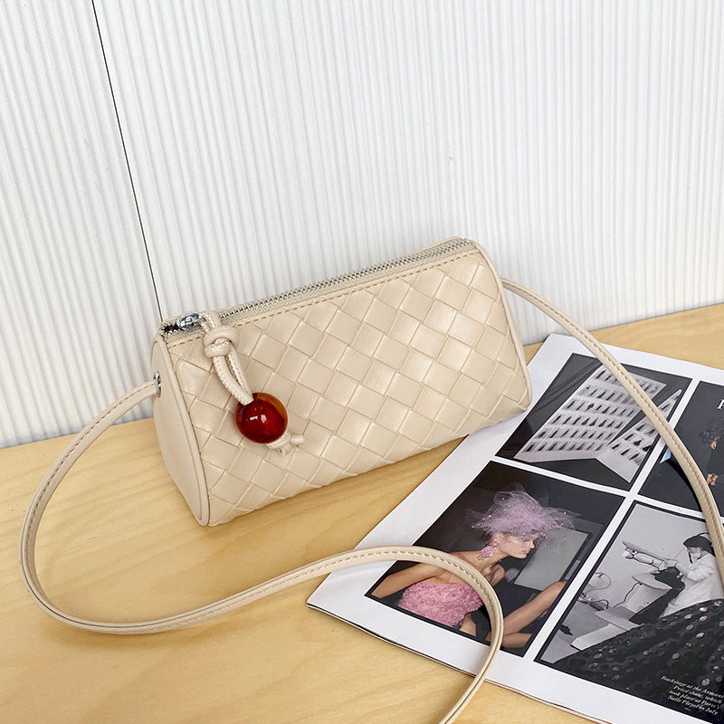 Women's Simple High-grade Woven Leather Mobile Tote Bags