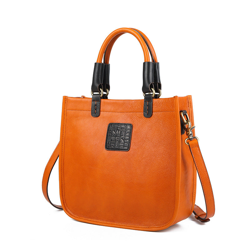 Women's Genuine Leather Retro Plant Vegetable Tanning Bags