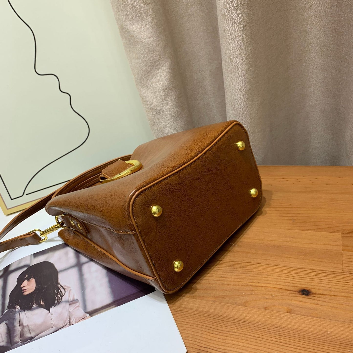 Women's Genuine Leather Commuting Fashion Portable Environmental Bucket Bags