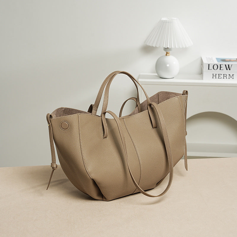 Women's Genuine Leather Niche First Layer Cowhide Commuter High Sense Tote Bags