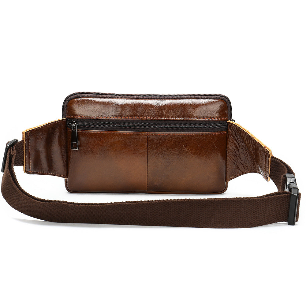 Men's Genuine Leather First Layer Cowhide Slanted Bags