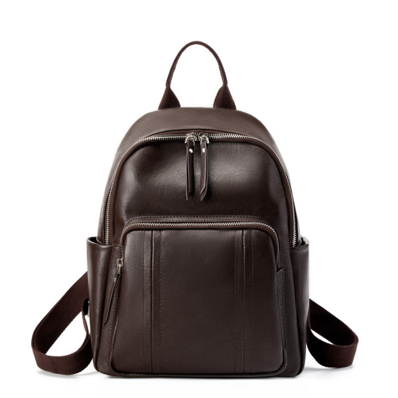 Women's Layer Vegetable Tanning Leather Fashion Large Backpacks