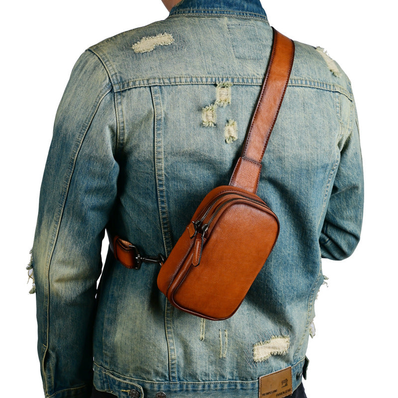 Men's Listing First Layer Vegetable Tanning Leather Men's Chest Bags
