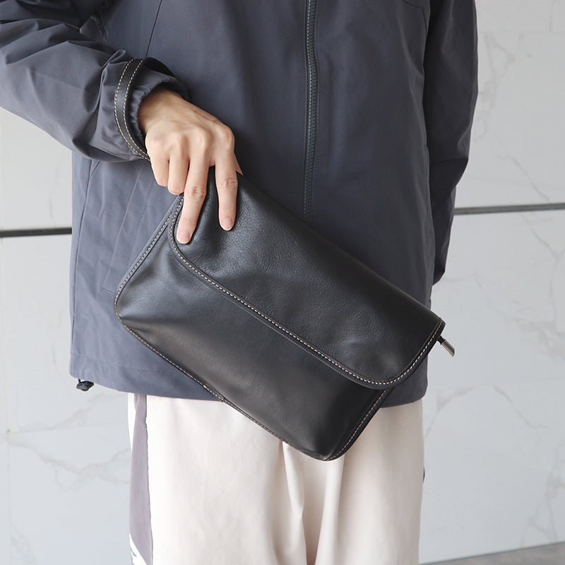 Men's Street Fashion First Layer Cowhide Vegetable Men's Shoulder Bags