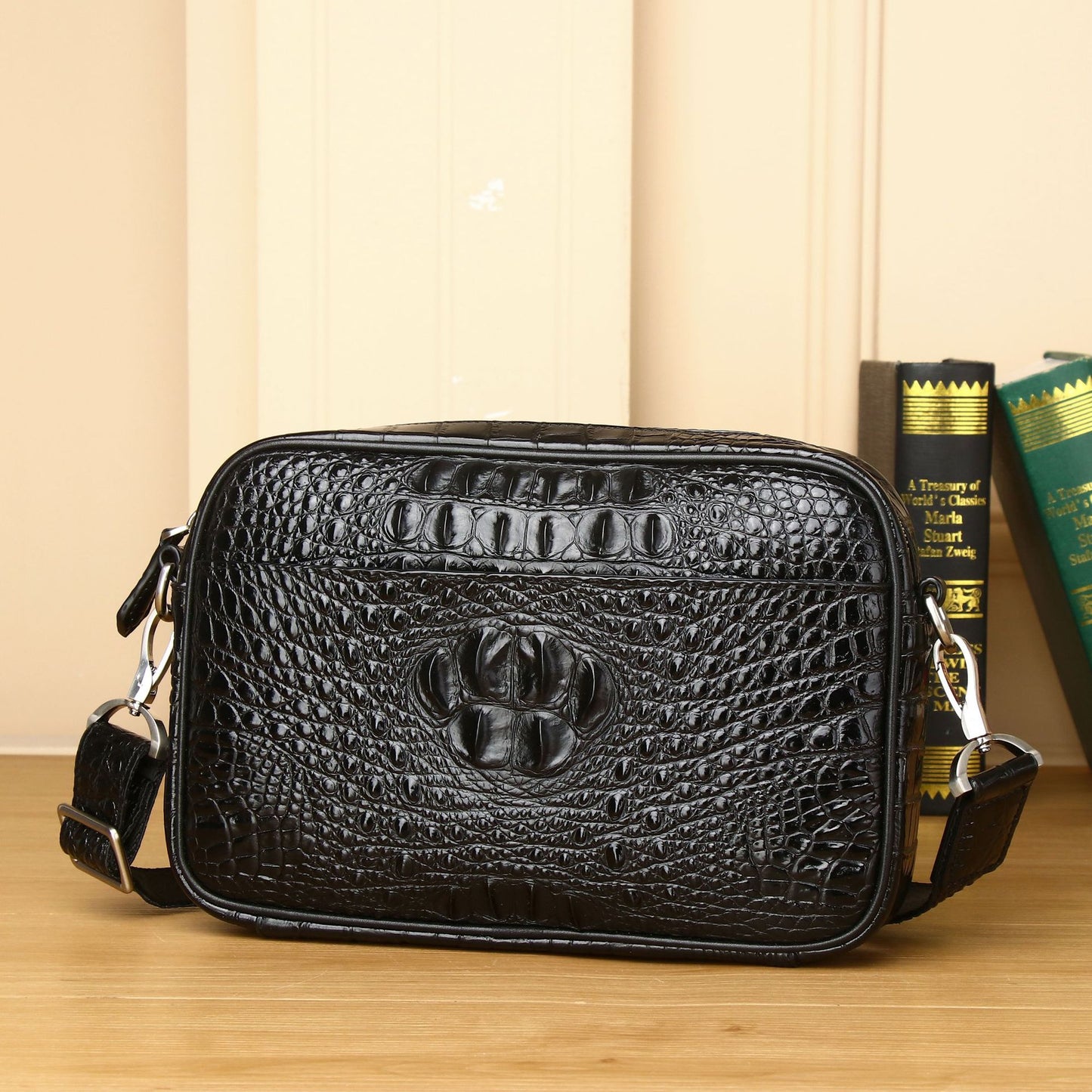 Men's Popular Crocodile Pattern Horizontal Fashion Men's Messenger Bags