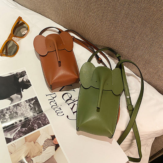 Women's Genuine Leather Elephant Vertical Mobile Lightweight Phone Bags