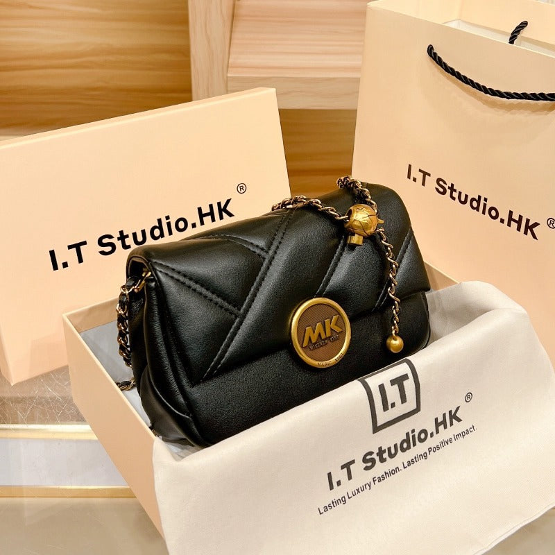 Women's Genuine Leather Rhombus Chain Fashionable Fashion Small Square Bags